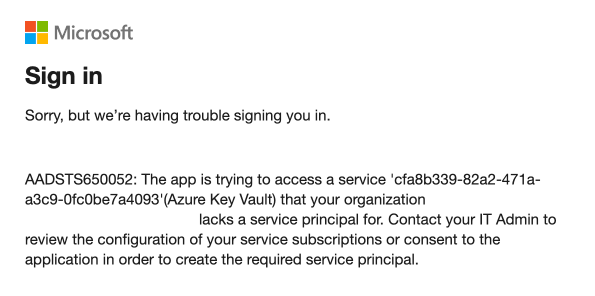 Azure KeyVault Error